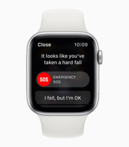 Apple fall detection smartwatch display
