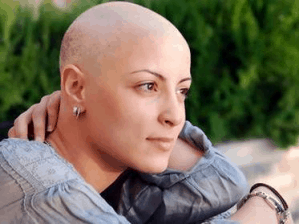 A female cancer patient thinking