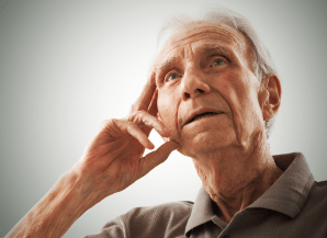 Old man trying to remember something
