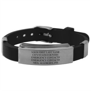 A customizable black ID-bracelet
