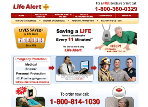 The homepage of LifeAlert's main site