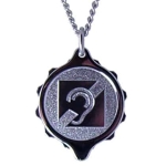Medical ID necklace indicating hearing impairment