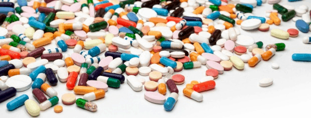 A big stash of colorful pills