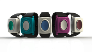 Five QMedic smartwatches in different color