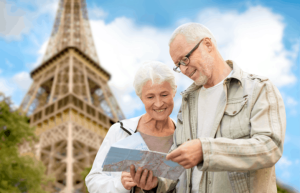 Senior couple visiting Paris in France