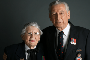 Elderly veteran couple
