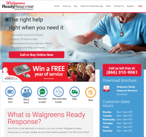 The homepage of Walgreens Ready Response